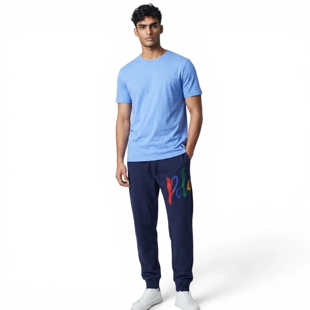 Polo‎ Ralph Lauren Mens 2-Piece Pajama Set Blue Tee Navy Joggers Size Medium M